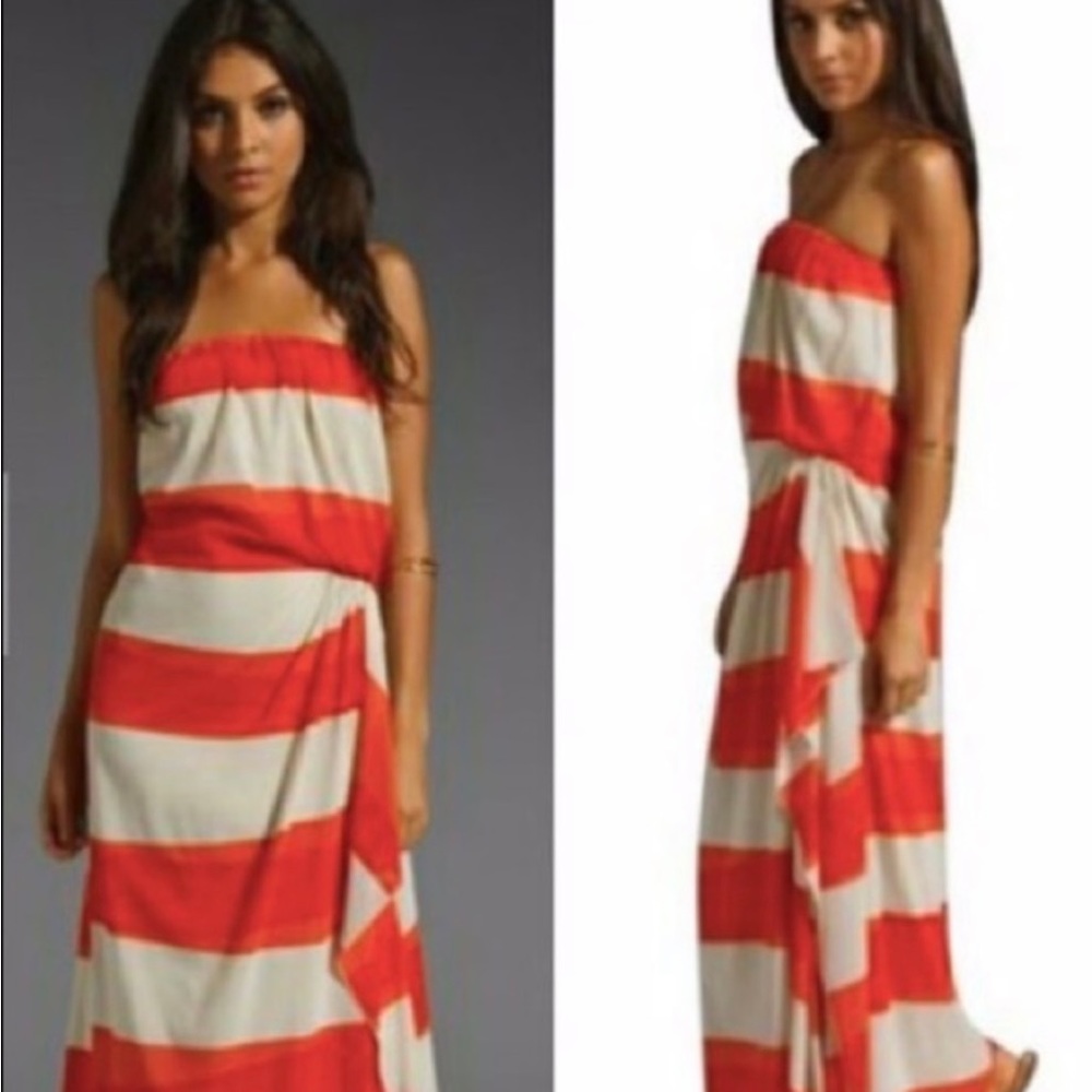 Alice & Olivia Evie Orange and White stripe gown